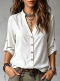 Casual-style Long-sleeve Button-down Shirt For Women