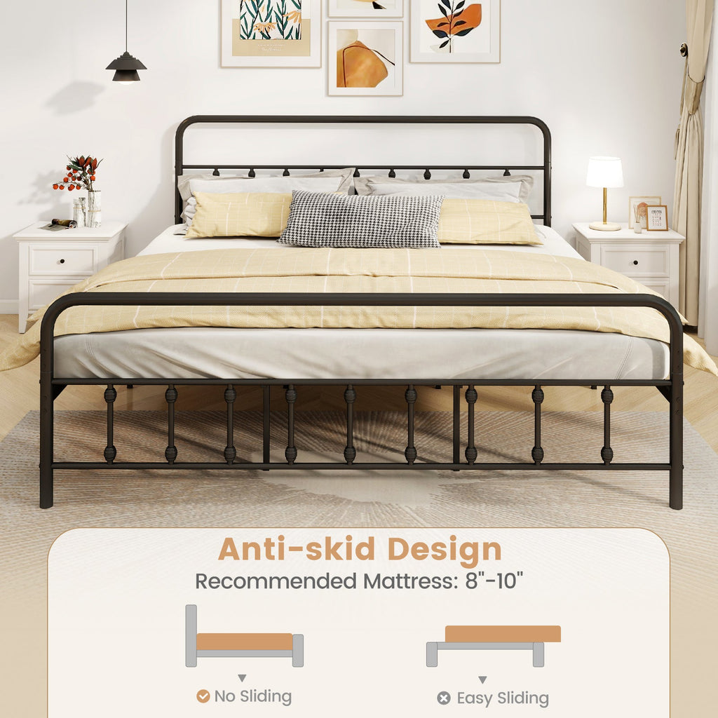 Bed Frame with Headboard and Under Bed Storage Black
