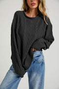 Womens European And American-style Loose-fitting Crew-neck Knit Sweater