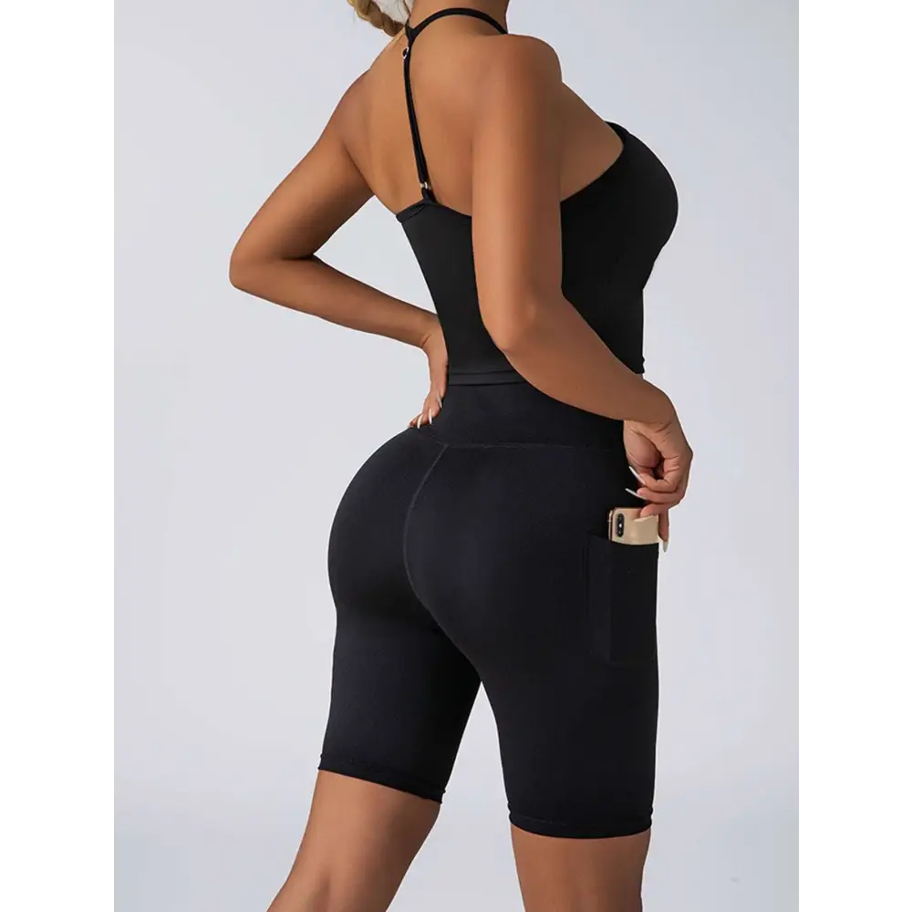 Beige Ribbed High Waist Workout Set