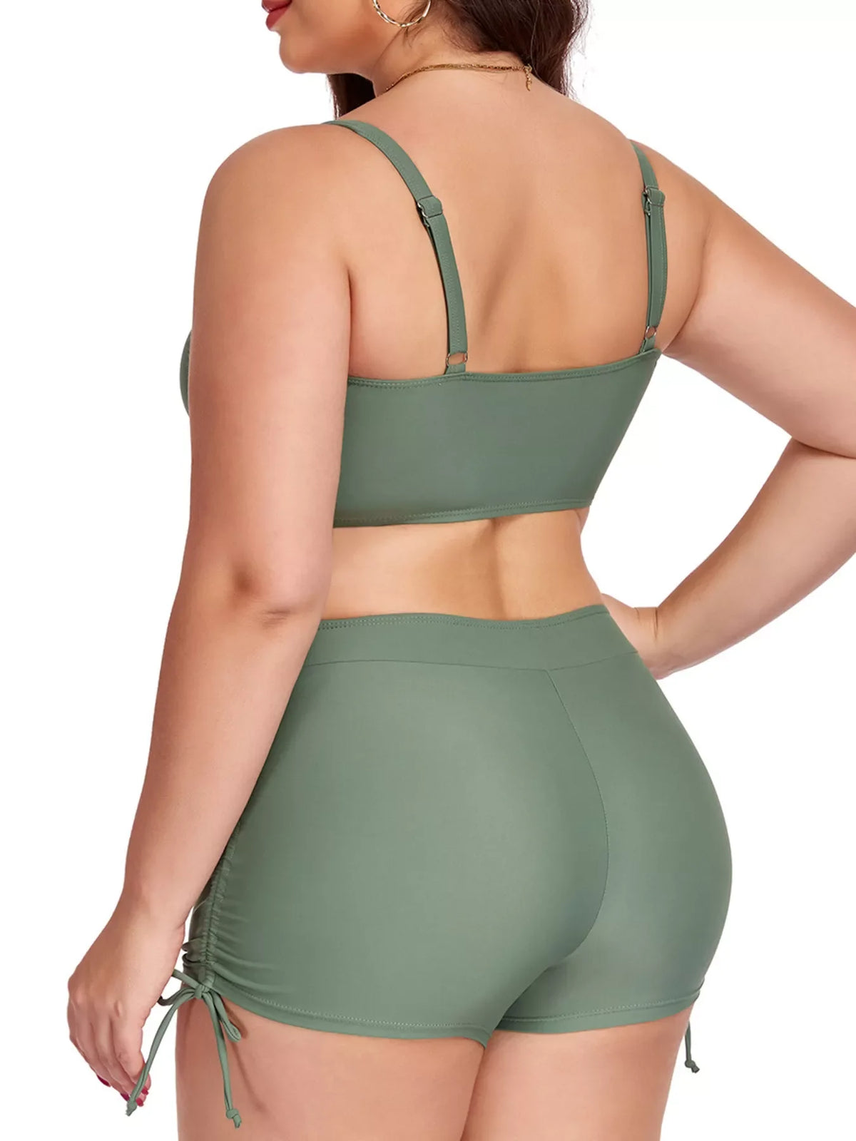 Ruched Drawstring Swim Set