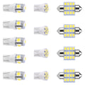 13Pcs T10 31mm Festoon LED Light Bulb Interior Dome Map LED Lights License Plate Trunk Side Positioning Lights 6000K White