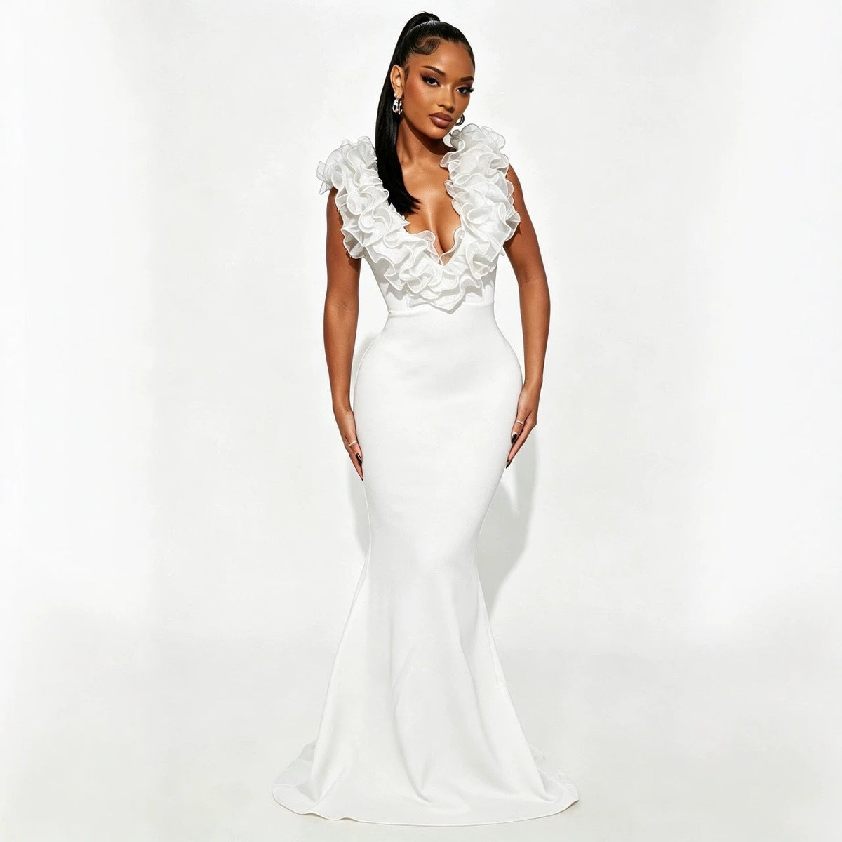 Women's Deep V-neck Backless Long Dress