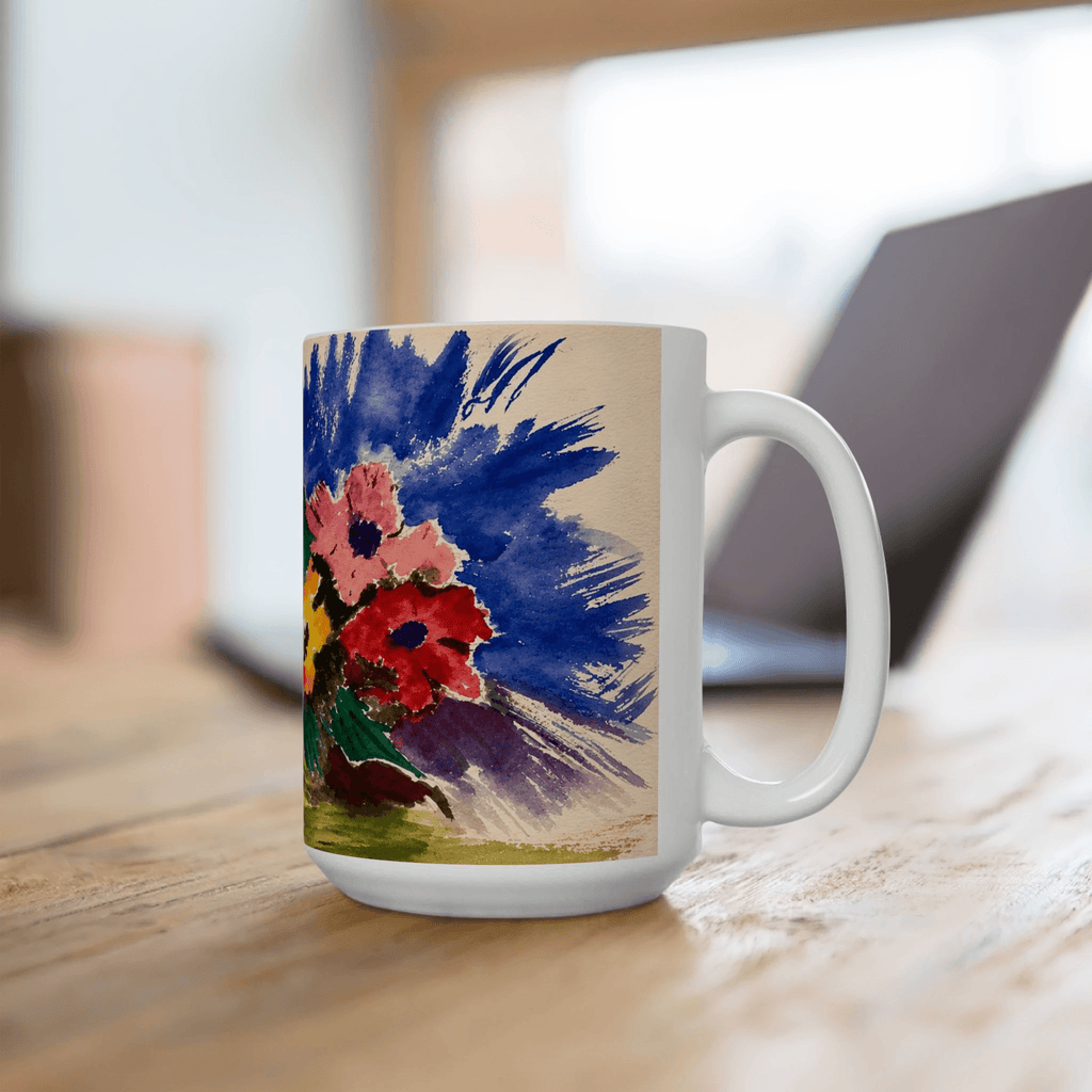 PimsArt Vibrant Watercolor Floral Mug From Original Painting