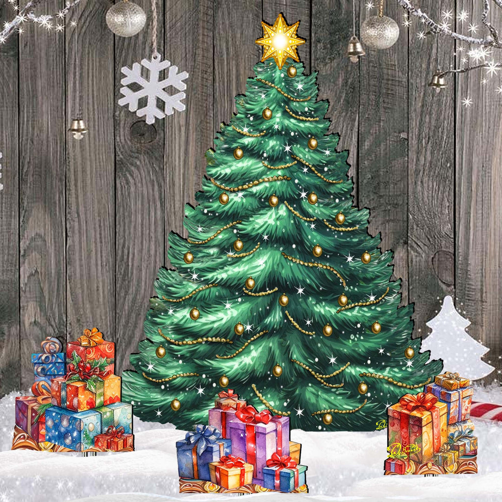 Christmas Tree Set Outdoor Indoor Décor Wooden Christmas Decoration by G. Debrekht Christmas Décor - 8191500F-G