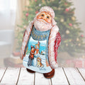 Santa with child and dog making Snowman Handcrafted Christmas Figurine - G. DeBrekht - Christmas Santa Snowman Decor - 534511