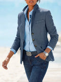 Old-money-style Slimming Casual Plus-size Blazer For Women