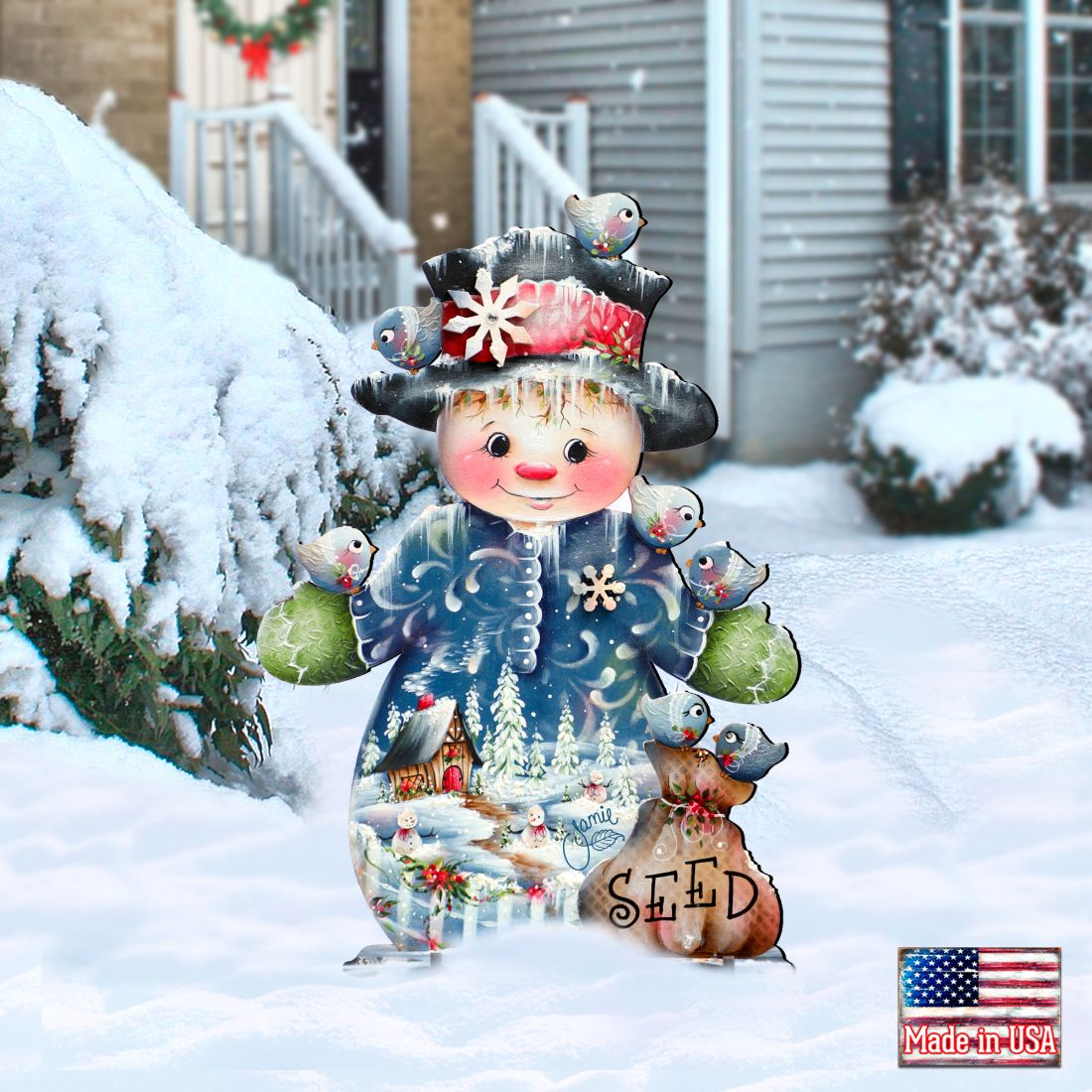 Blue Seed Freezing Christmas Outdoor Yard Sign by Jamie Mills-Price Christmas Santa Snowman Decor - 8457511F