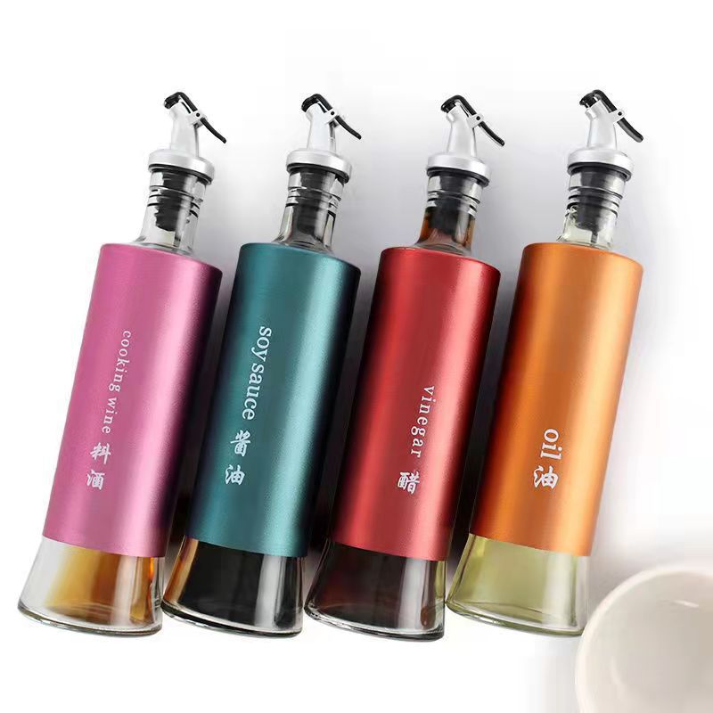 Glass Seasoning Bottle with Auto Flip Cap – 300ml | Oil, Vinegar, Soy Sauce & More
