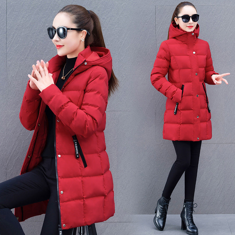 Womens Mid-length Hooded Down Coat
