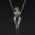 Glass Bottle Pendant Necklace – Geometric Titanium Steel Chain | 10 Styles