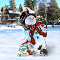 An Old-Fashioned Christmas Outdoor Yard Sign by D Gelsinger Featuring Santa and Snowman Decor - 8461024F-1563