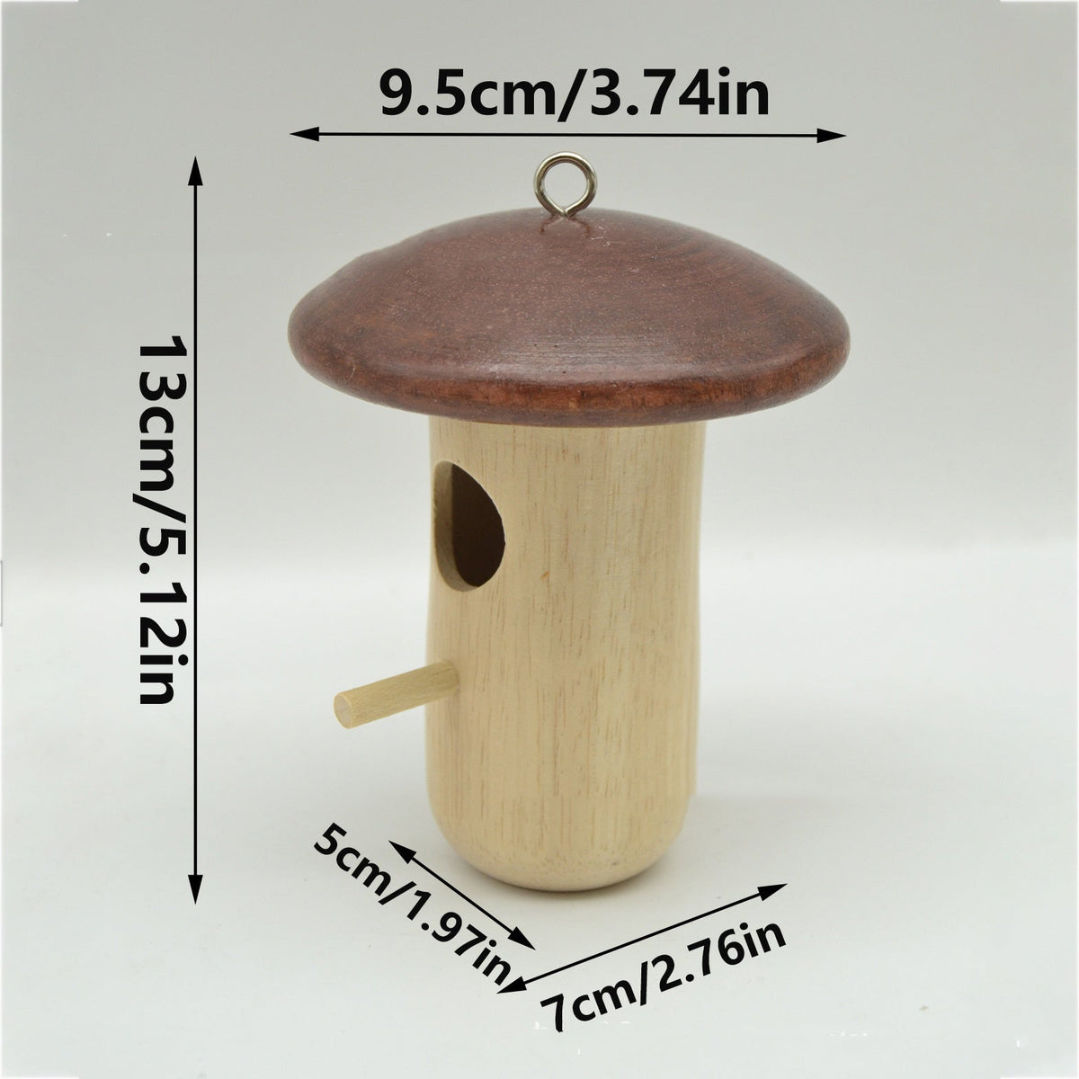 Wooden Bee Mushroom Shape Hummingbird Feeder Pendant