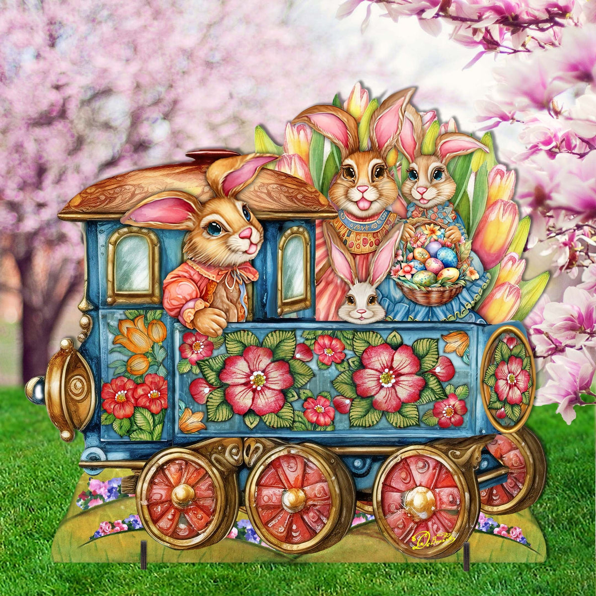 Easter Bunny Train Easter Lawn Decor by G. DeBrekht - Easter Spring Decor - 8652781F
