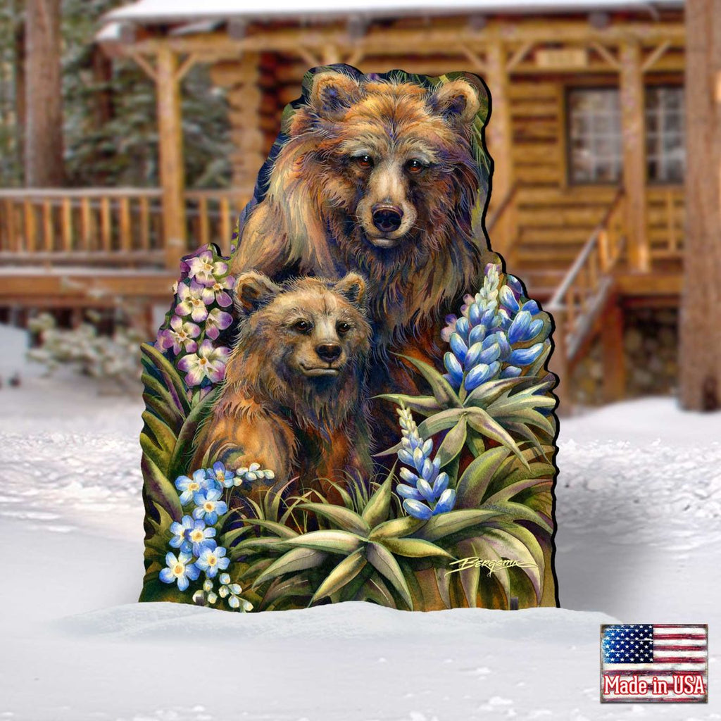 Grin & Bear it Grizzly Mother & Cub Wildlife Outdoor Decor by J. Bergsma - Wildlife Holiday Decor - 8591947F-JB