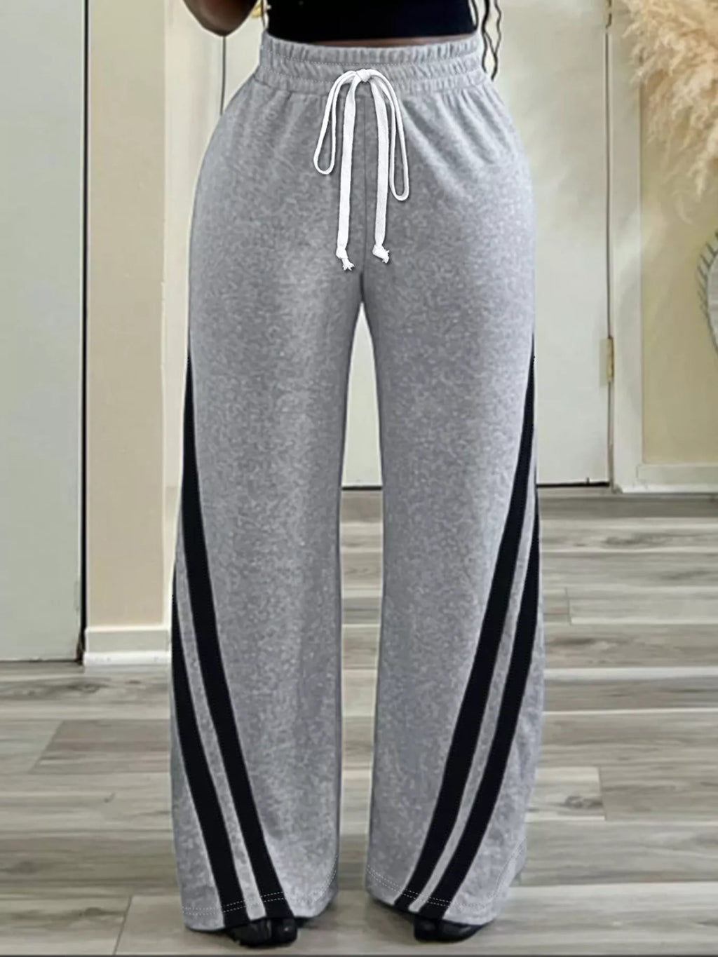 Striped Contrast Wide Leg Pants
