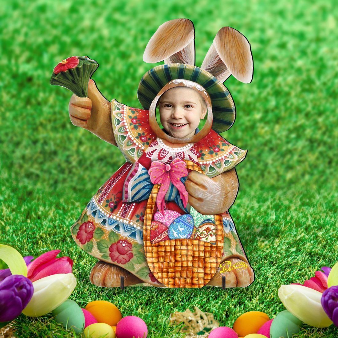 Mrs. Bunny Easter Face Easter Outdoor Scene  by G. DeBrekht - Easter Spring Decor - 8154421-2F