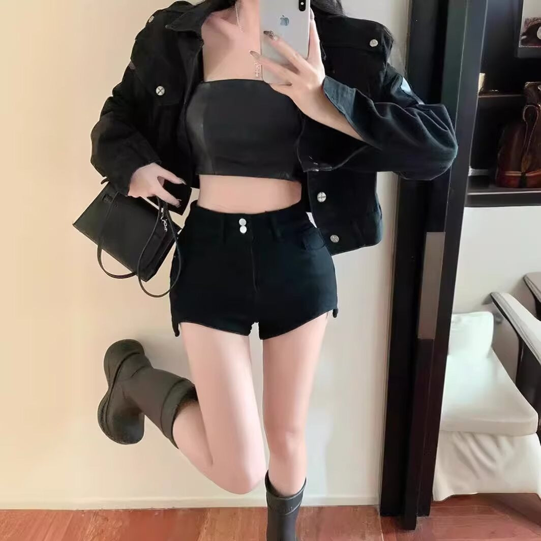 Plus-size Versatile High-waisted Denim Shorts