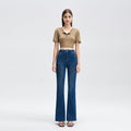 New Style Womens Blue Bell-bottom Pants