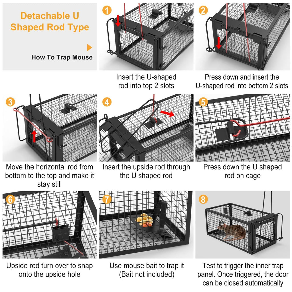 Humane Rat Trap Cage – Live Rodent Trap with Detachable Rod