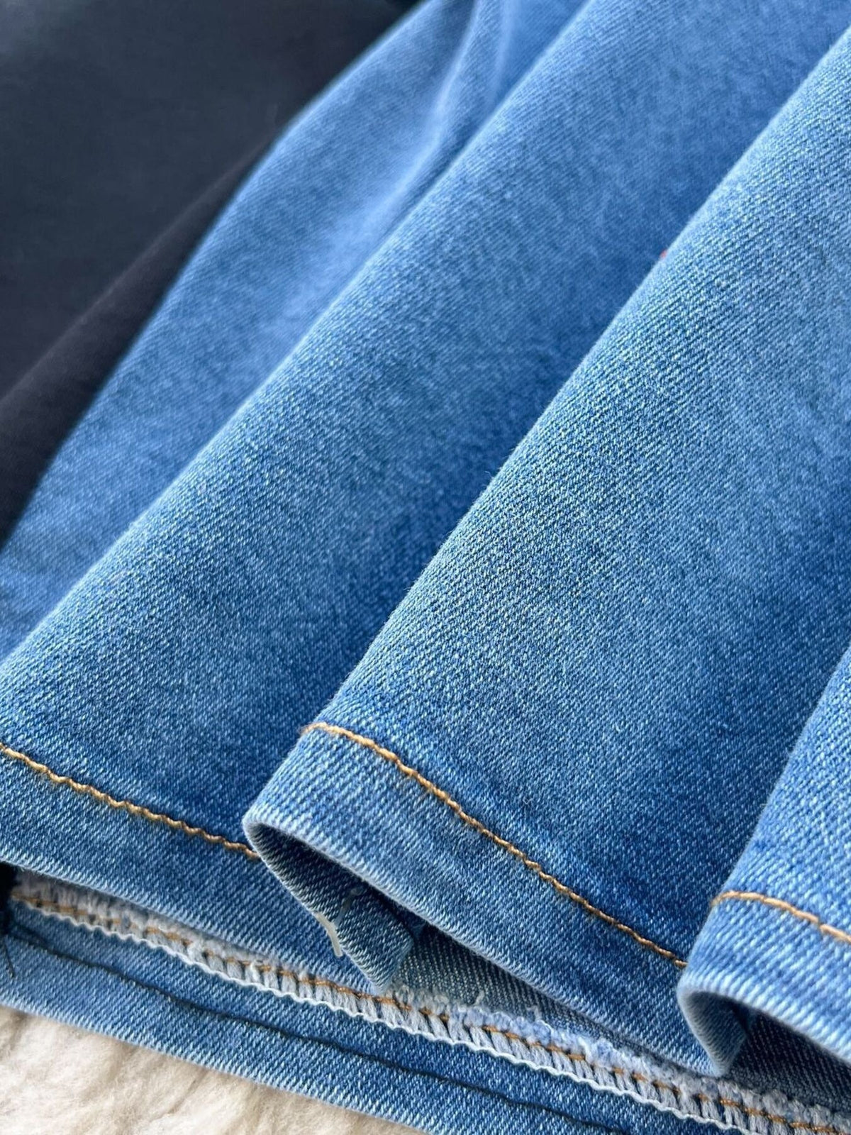 Color Block Denim Patchwork Short Sleeve Midi Dress