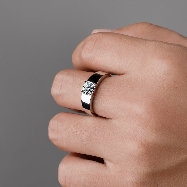 Sterling Silver Moissanite Ring Temperament Adjustable Opening