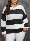 Striped Round Neck Long Sleeve Sweater
