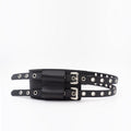 Womens Leather Wide Belt-decorated Dress