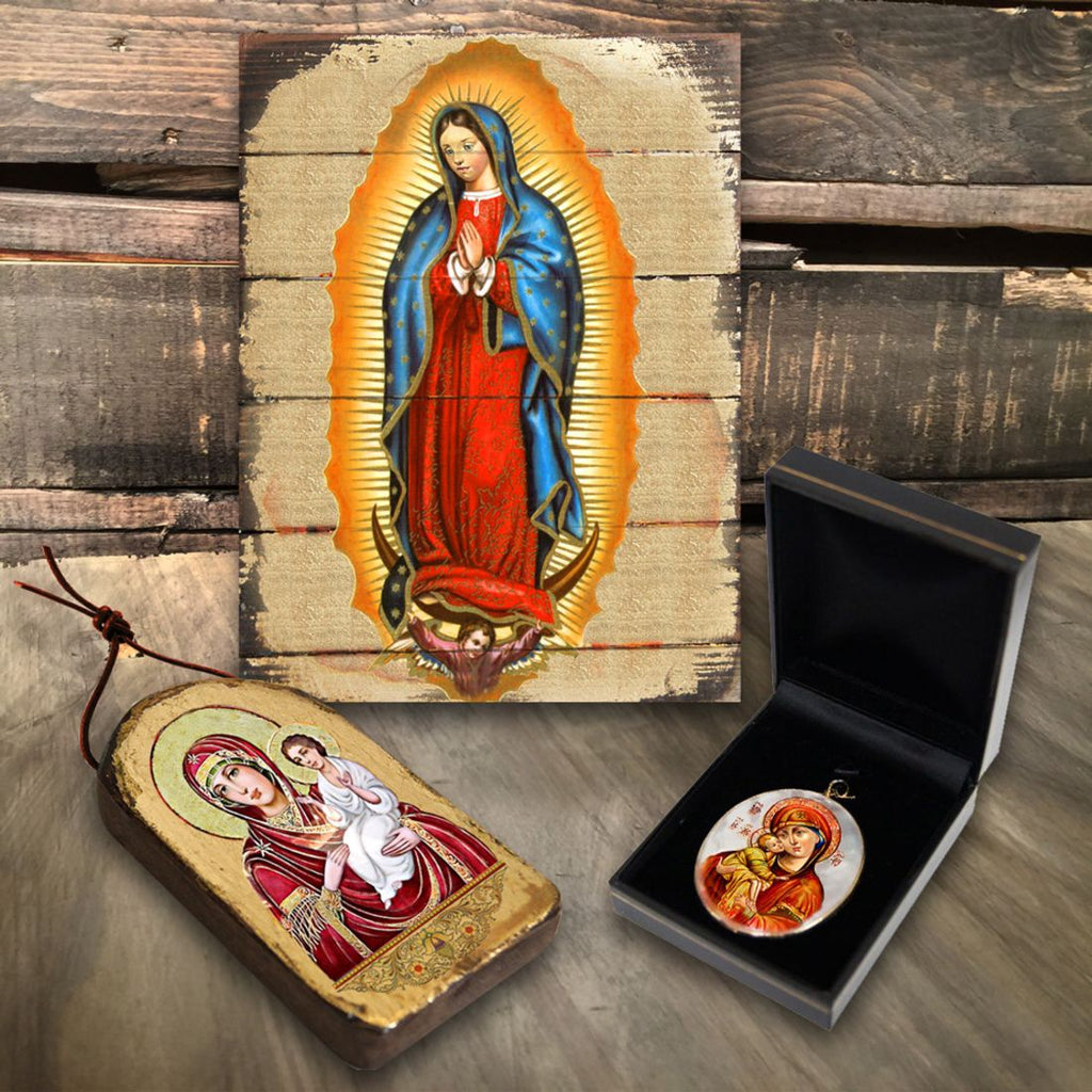 Maria Magdalena Necklace - Silver Plated Religious Jewelry With Gold Plated Pendant - Christian Sacred Icon - Inspirational Icon Decor - 43014-2R