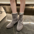 Retro Style Suede Western Cowboy Boots For Women, Niche, Thick Heel, Belt Buckle, Short Boots