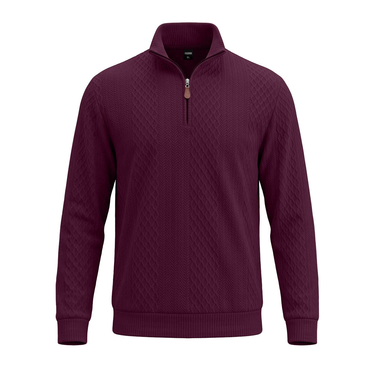 American-style Textured Diamond Jacquard Half-zip Lapel Long Sleeves