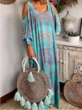 Tie-Dye Cold Shoulder Maxi Dress