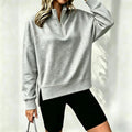 Womens Casual Drop-shoulder Pullover With Side-seam Slits
