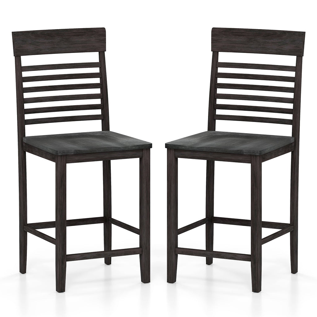 Dining Chair Set of 2 with Footrests and Solid Wood Frame