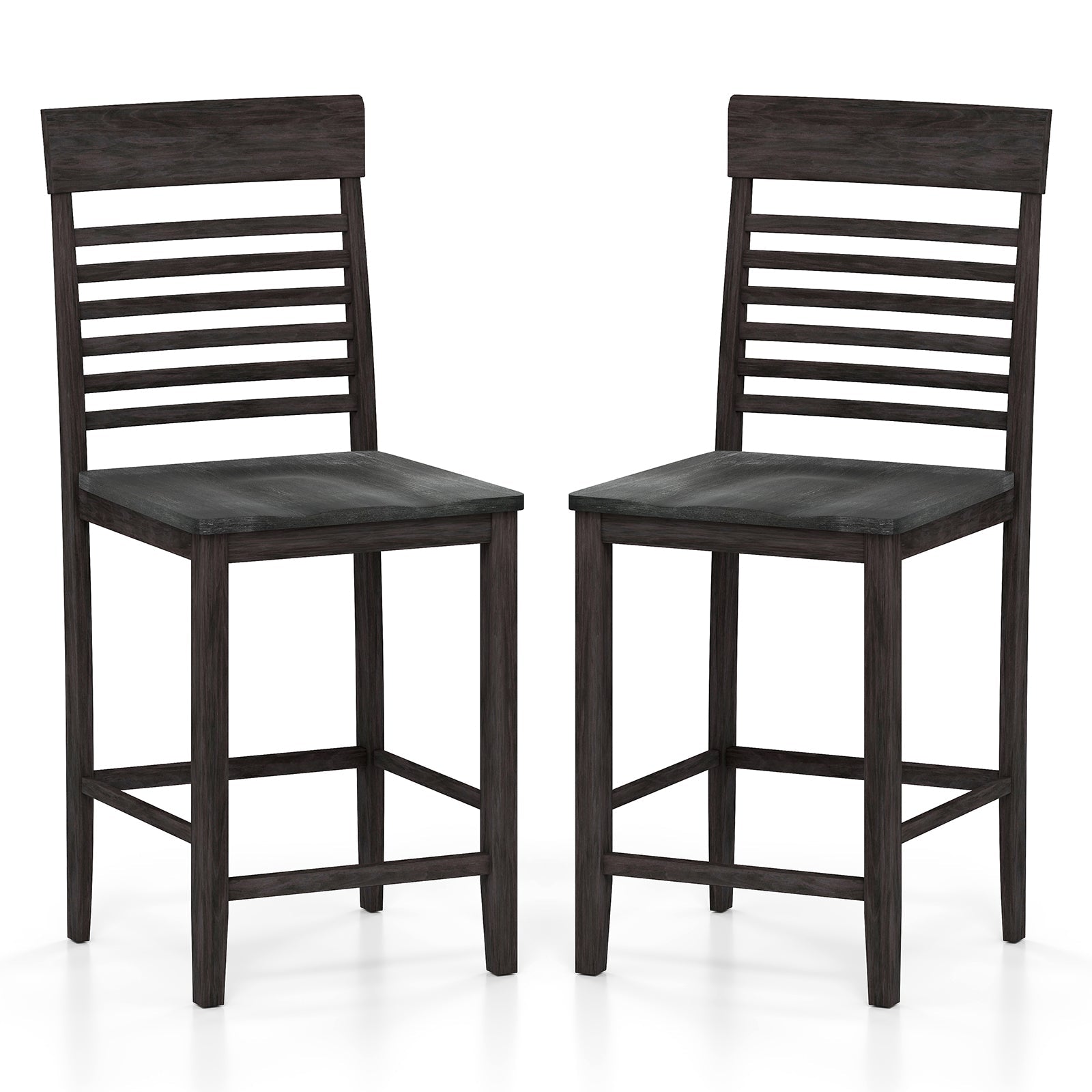 Dining Chair Set of 2 with Footrests and Solid Wood Frame