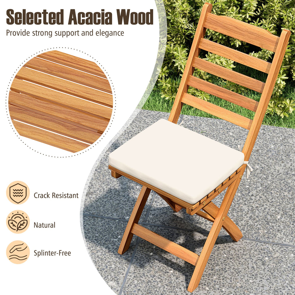 Patio Folding Chairs Set of 2 with Soft Seat Cushion