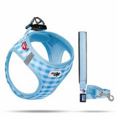Curli Vest Air-Mesh Dog Harness Light Blue Plaid 3XS