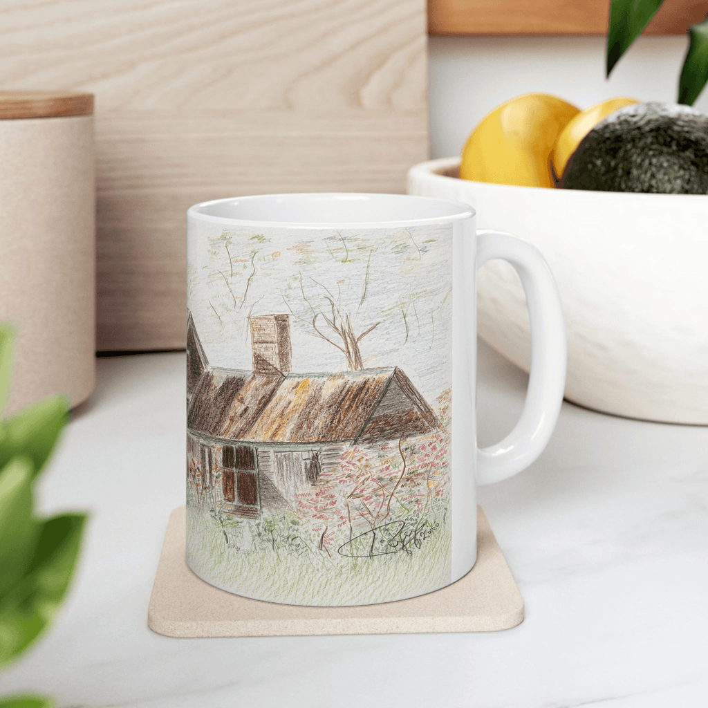 PimsArt Country Cottage Sketch Mug From Original Drawing