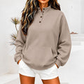 Women's Casual Half-high-neck Loose-fitting Button-up Sweatshirt