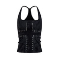 Cross-printed Studded Halter Vest Figure-hugging Sexy Sleeveless Top
