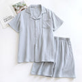 MUJI-style Japanese-heritage Crepe Short-sleeve Pajama Set With Shorts