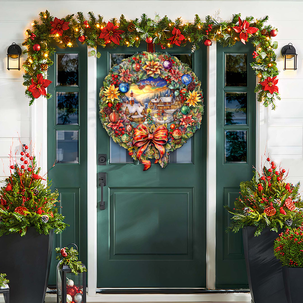 Christmas Wreath 36"-Inch Outdoor Indoor Decor Wooden Christmas Decoration by G. Debrekht - Christmas Decor - 8652802F