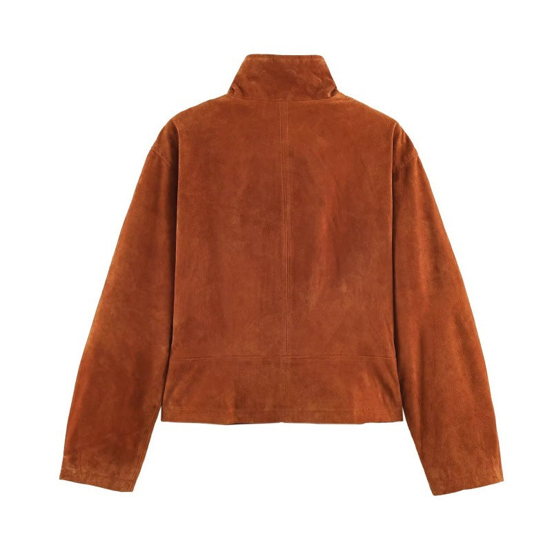 Vintage Leather Stand-collar Flight Jacket