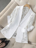 Fashionable Lace-Panel Blazer For Women
