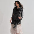 Ebony Brown PU Leather Cloak-Style Cape Jacket
