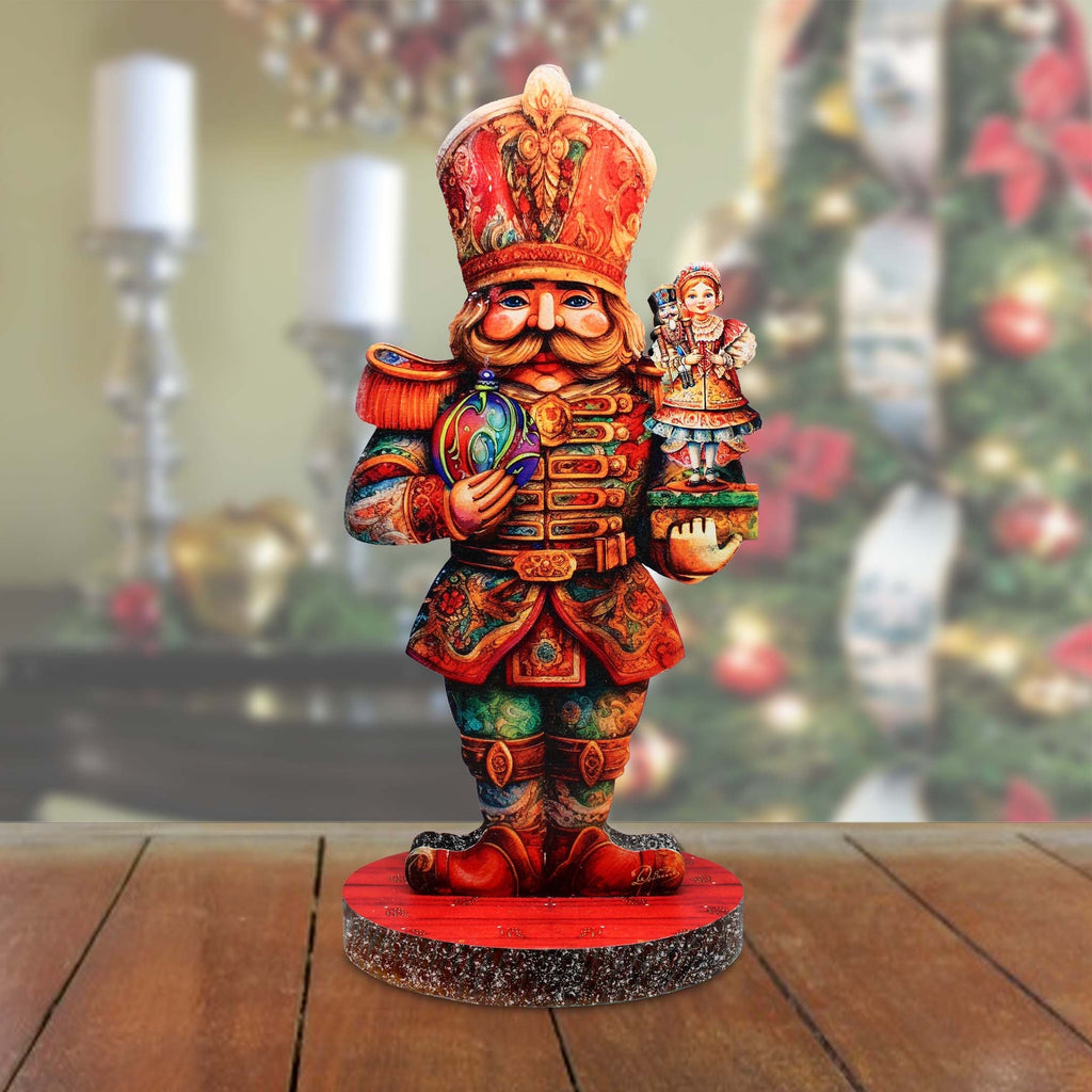 Enchanting Clara and Nutcracker Prince Limited Edition Wooden Figurine by G. Debrekht - Centerpiece for Christmas Decor - 89316