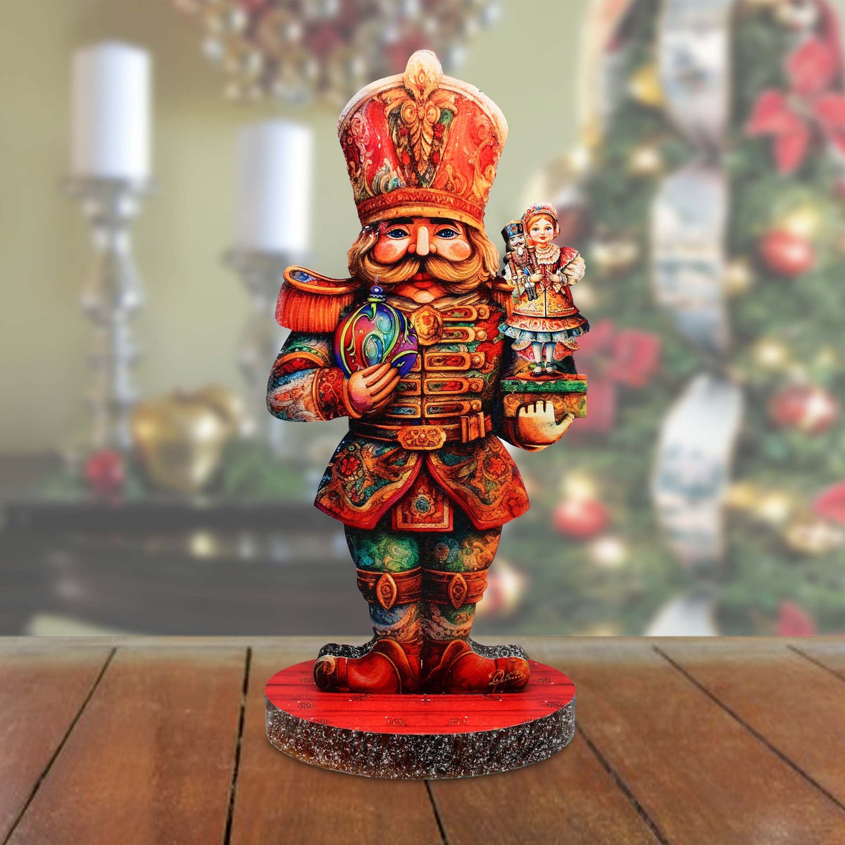 Enchanting Clara and Nutcracker Prince Limited Edition Wooden Figurine by G. Debrekht - Centerpiece for Christmas Decor - 89316