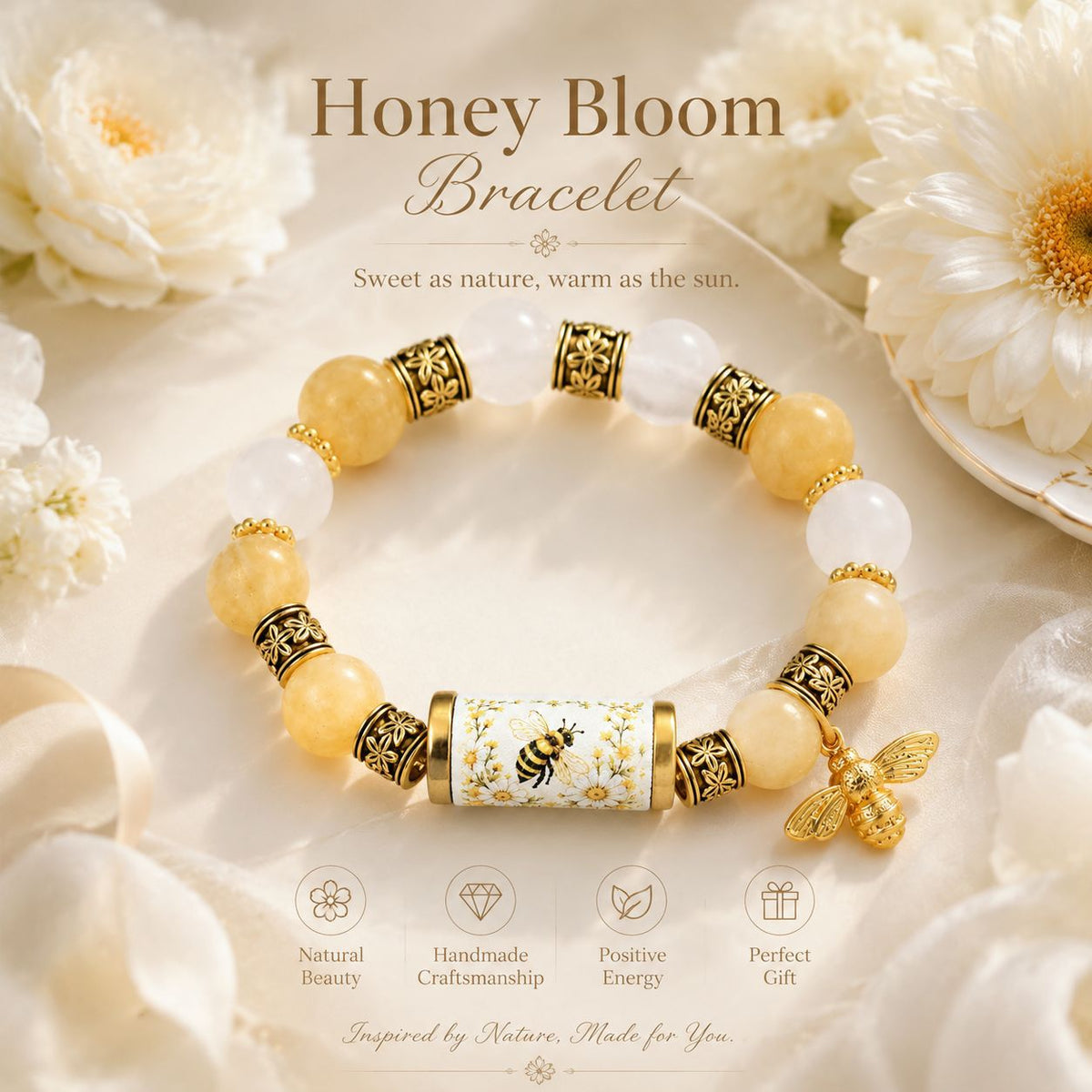 Womens Beaded Bracelet With Metal Tubes