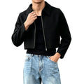 Mens Lapel Jacket With A Two-way Zipper Outerwear