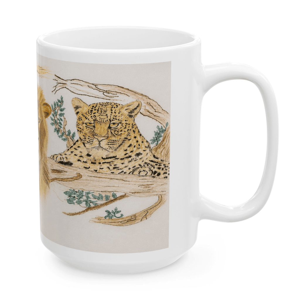 PimsArt African Safari Lion Elephant Leopard Mug From Original Drawing